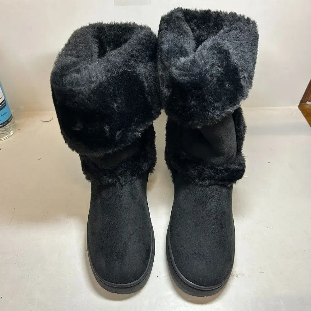 Style & Co. Womens 6 M Black Witty Faux Fur Lined Mid Calf Boots DISPLAY QZ1